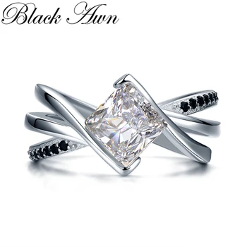 

[BLACK AWN] 925 Sterling Silver Jewelry Trendy Wedding Rings for Women Engagement Ring Femme Bijoux Bague Size 6 7 8 C083