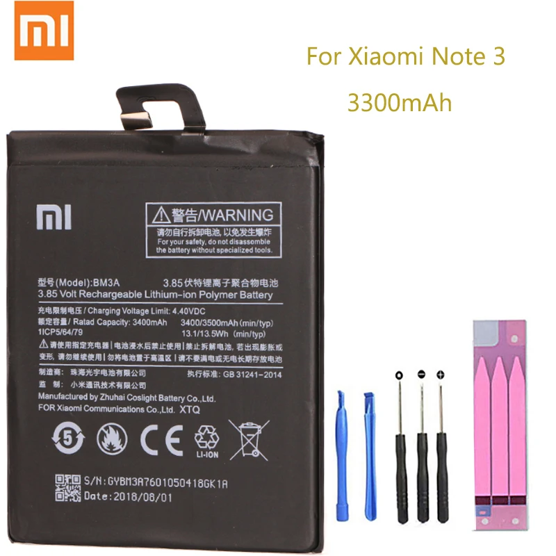 Xiao Mi Оригинальный аккумулятор для телефона BM3A Xiaomi Note 3 запасная батарея 3300 мАч