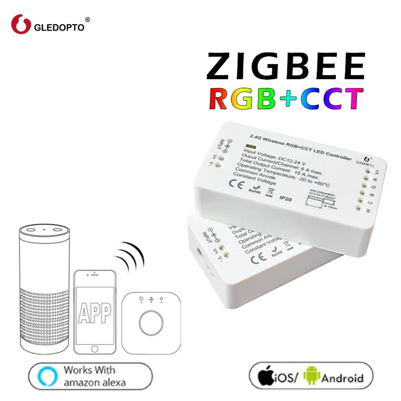 G светодиодный OPTO ZIGBEE светодиодный контроллер RGB+ CCT RGBW RGB WW/CW zigbee контроллер DC12-24V smart zll app контроллер работает с aleax plusle