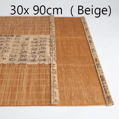 W30cm L90cm Beige Завершенный размер, Натуральный Бамбуковый чайный столик, флаг с тканевым краем, домашний чайный коврик, ретро украшение, занавес для стола - Цвет: W30cm L90cm Beige