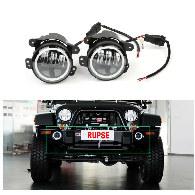 For 1997 2016 Jeep Wrangler JK Rubicon Sahara 4Inch 60W Led Fog Lights