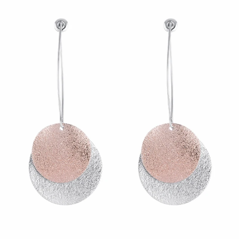 

Pop Vintage Fancy Fashion Simple Geometric Circular Frosted Long Earrings Girls Popular Earrings Temperament Dangling Earrings