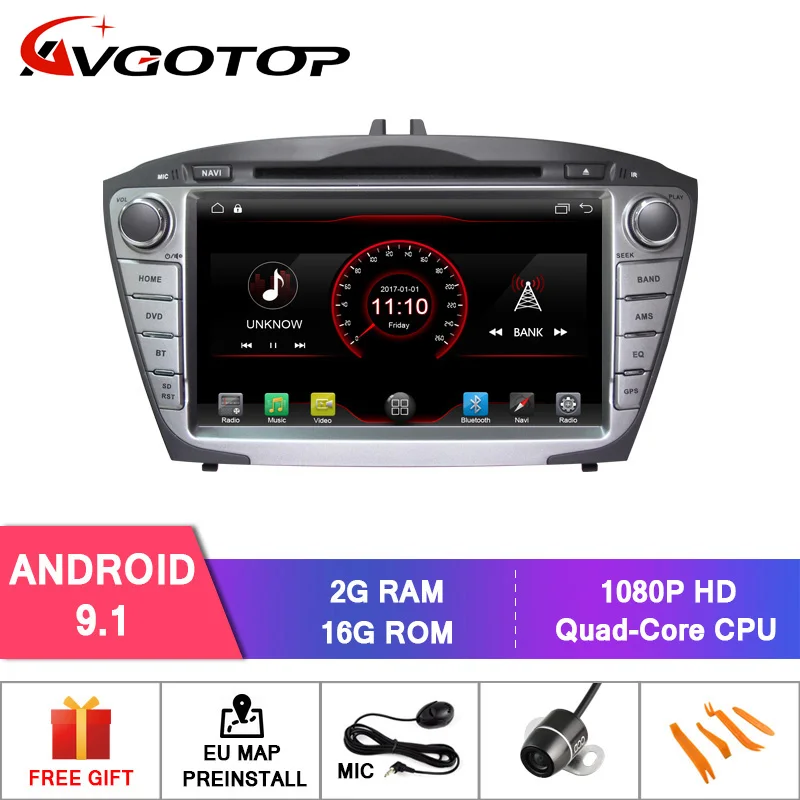 

AVGOTOP Android 9 CAR Radio Multimedia with Canbus For HYUNDAI Ix35 TUCSON Vehicle GPS DVD Monitor
