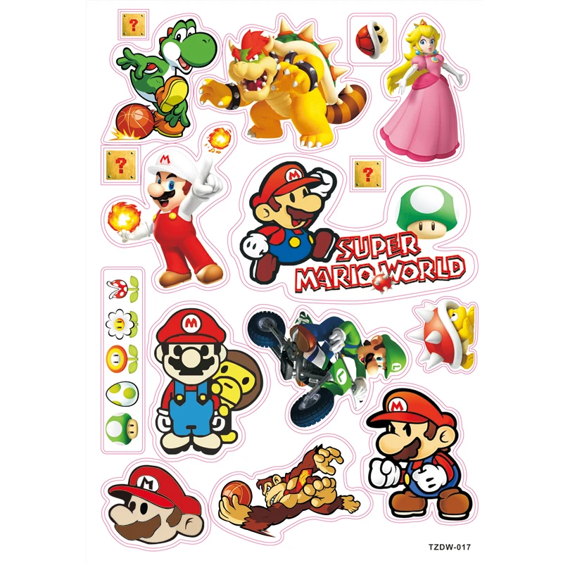 12 шт. Super Mario world наклейки из игры Тетрадь скейтборд тележка чехол наклейка рюкзак наклейки для таблиц ПВХ водонепроницаемый стикер