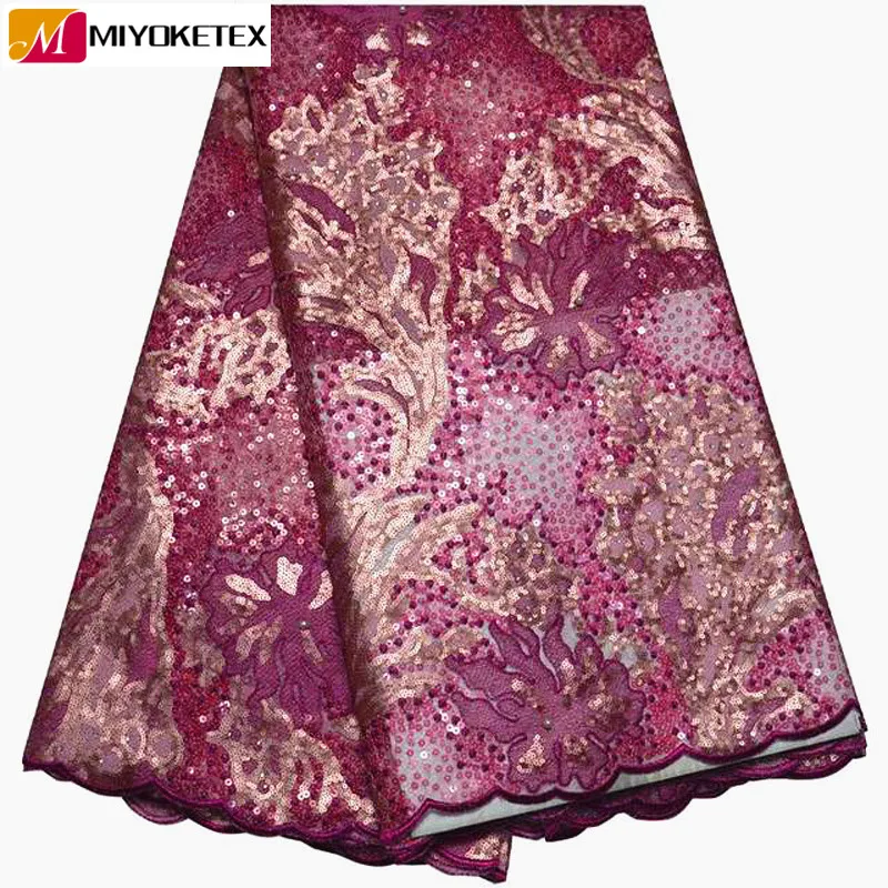 

Gorgeous French Lace Fabric Organza Lace Fabric With Sequins African Fashion Engagement Wedding Dresses High Quality PSA594-1
