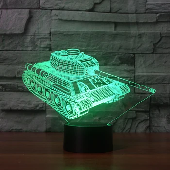 

Tank 3D Lamp Optical Illusions Night Light, 7 Color Change USB Cable Smart Touch LED Desk Table Lamp for Kids