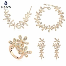 DAN'S Новая мода Сделано с настоящими Австрийскими кристаллами продаж цепочки и ожерелья серьги комплект ювелирных изделий для женщи