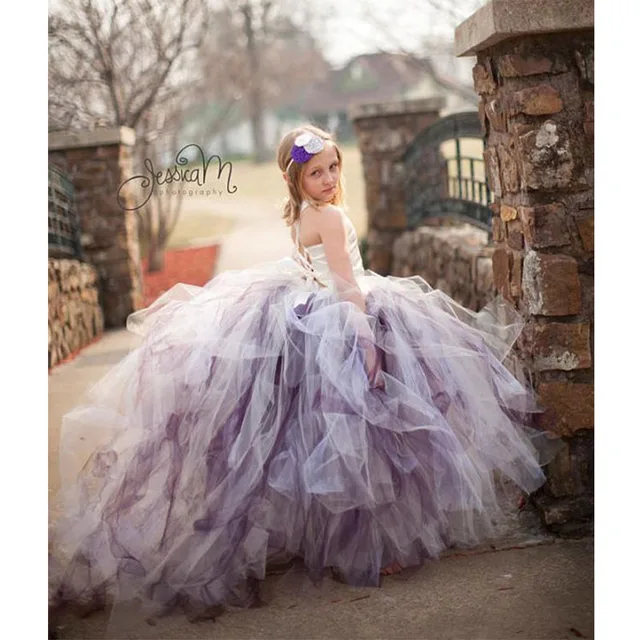 Flower Dress Amazing Fluffy 3 Layer With Ivory Satin Top Mix Flower Dress Amazing Fluffy 3 Layer With Ivory Satin Top Mix Color Trail Tulle Kids