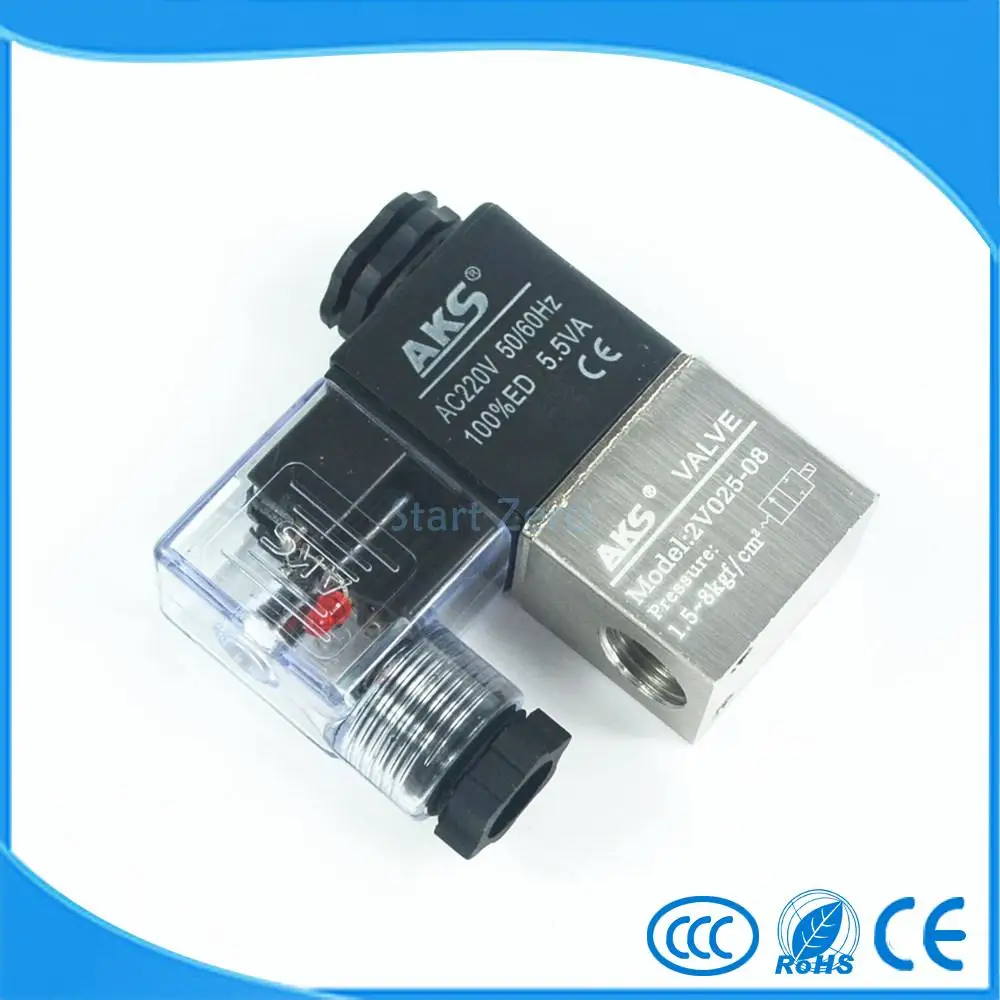 

AKS brand Pneumatic Air 2 Way 2 Position 1/4"AIRTAC Solenoid Valve 2V025-08