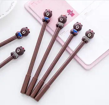 

48pcs/lot 17.9cm 3D Korea Cartoon Funny Bear Gel ink Writing pens study materials kids birthday Party Take-home Favors