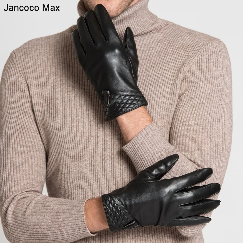 Jancoco Max 2018 Для мужчин из натуральной кожи Сенсорный экран водительские перчатки зимние предотвратить холодной Открытый Варежки S2062