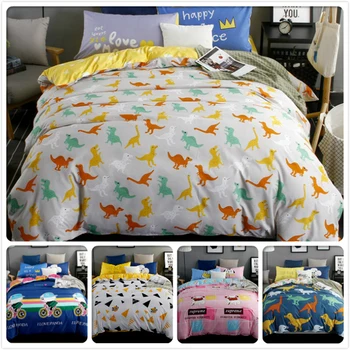 

Dinosaur Pattern Kids Bedlinens 3/4 pcs Bedding Set New Stylish Aole Cotton Winter Warm Bedclothes Queen Double Size Duvet Cover