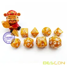 BESCON Pack of 9 pcs Polyhedral Dice(9 Die in Set)-ролевые игры в кости(RPG)-D4-D30 в золотом цвете