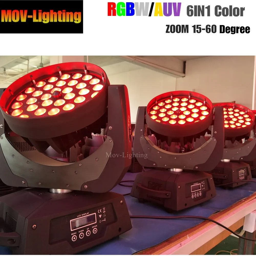 6 шт./лот Pro dj диско сценический свет rgbwauv 36x18 Вт 6в1 zoom wash led moving head light|Эффект