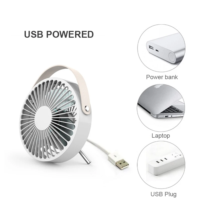 Портативный мини вентилятор бесшумный мощный ветряной USB Настольный