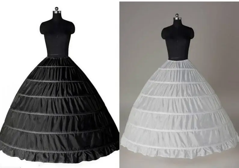 New Arrive In Stock White Black 6 Hoops Wedding Petticoat Crinoline Slip Underskirt For Bridal Gown Petticoats