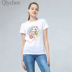 Qlychee японский стиль Lucky Cat Transfer женские футболки Топы Футболки с вырезом лодочкой короткий рукав лето весна тонкие женские футболки футболка