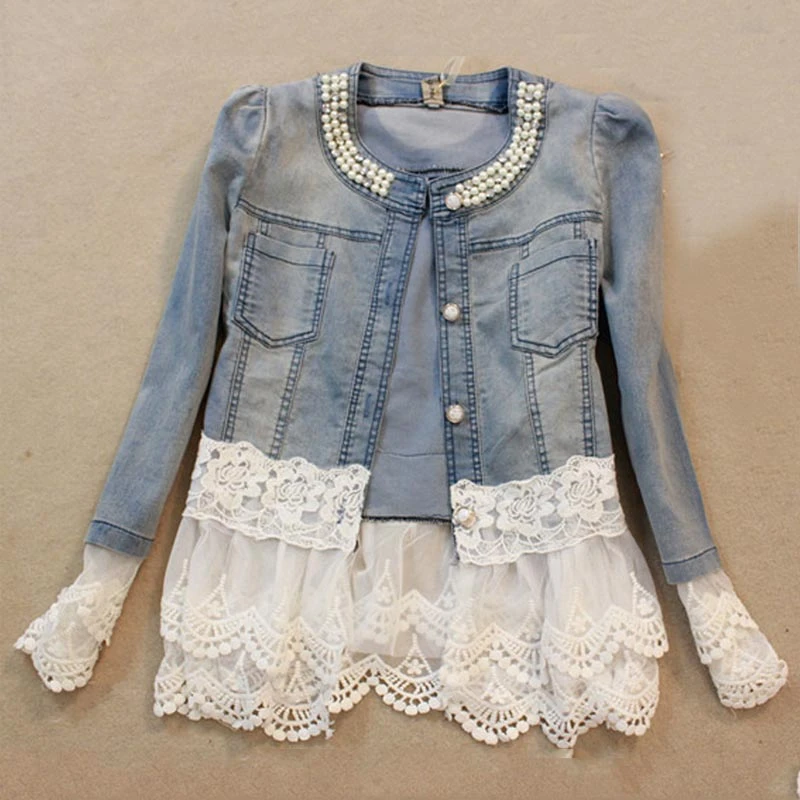 jeans jacket with lace