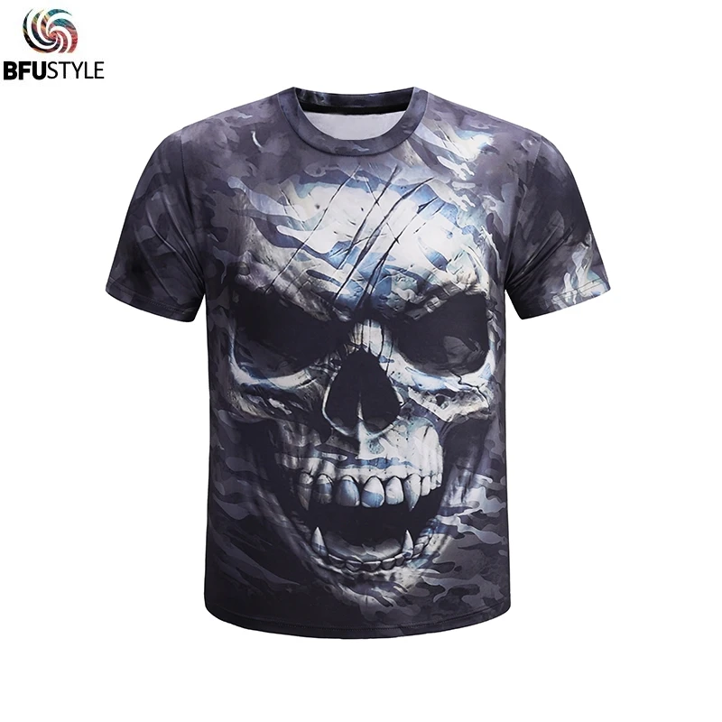 

Robot Skull Head 3D Men T Shirts Tops Tees Camisetas Hombre T-shirt Monkey Face Fake Muscle Camiseta de hombre Poleras Shirt