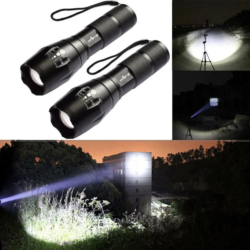 Outdoor Tactical LED T6 50000LM Lamp Flashlight Zoomable Torch 5-Mode 18650