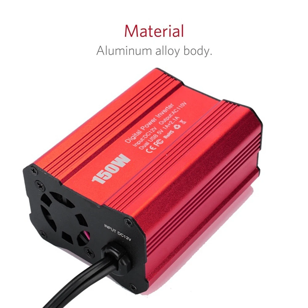 

Dual USB Portable Car Power Inverter Charger 150W DC 12V To AC 110V/220V Converter Adapter Modified Sine Wave Power Inverter
