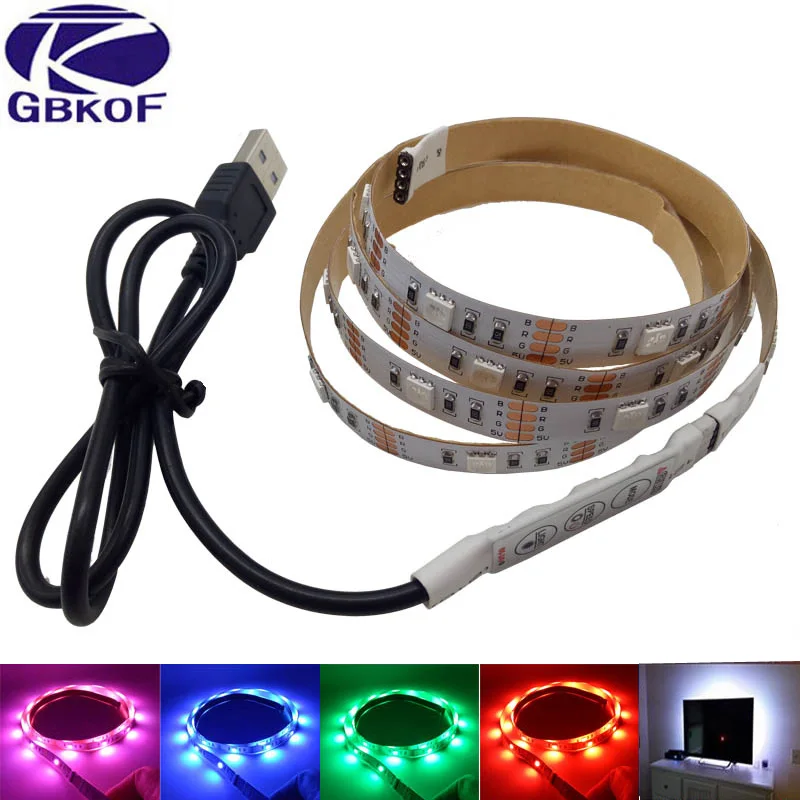 GBKOF Светодиодная лента USB SMD3528 5050 светильник s 50 см 1 м 2 кабель светодиодный 5 в