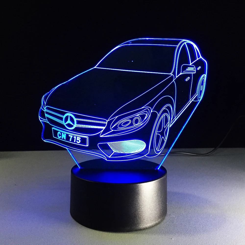 3D Vision, 7 цветов, изменяющийся автомобильный моделирующий светильник, светодиодный Домашний Светильник, настольная лампа для спальни, декор для сна, ночной Светильник для автомобиля, подарок