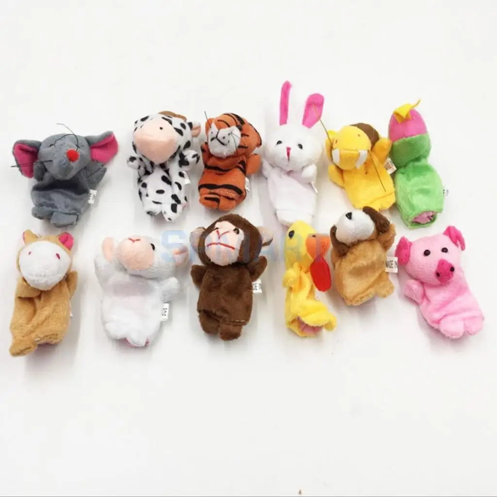 12 pieces Animal Finger Puppets Plush Cloth Doll Baby Parent Child Bedtime Storytelling Props Teaching Aids Developmental Toys |