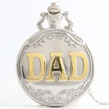 Античная папа карманные часы серебряный желтый цепочки и ожерелья мужские Happy подарок на день отца CF1010
