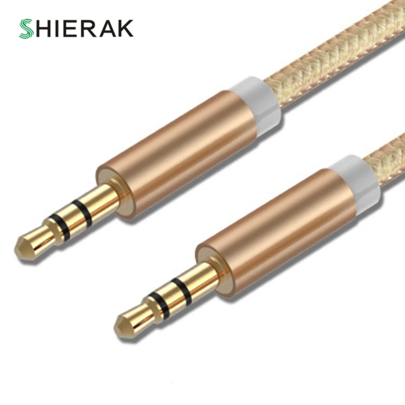 SHIERAK 3,5 мм AUX папа-папа аудио кабель 1 м удлинитель для наушников алюминиевый сплав нейлоновая нить Соединительный удлинитель