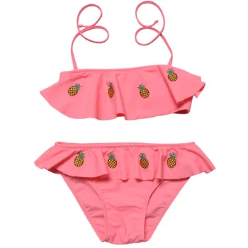 

Baby Girls Swimwear 2 Pieces Pineapple Pattern Pink Swimsuit 5-14Y Kids tankini Biquini Swimsuit Children Swim wear Girl Bikinis