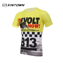 XINTOWN Yellow Cycling Clothing Shirt T Shirts Body Building Clothing Soccer Jersey Men’s Running Quick Dry Short Sleeve Jersey