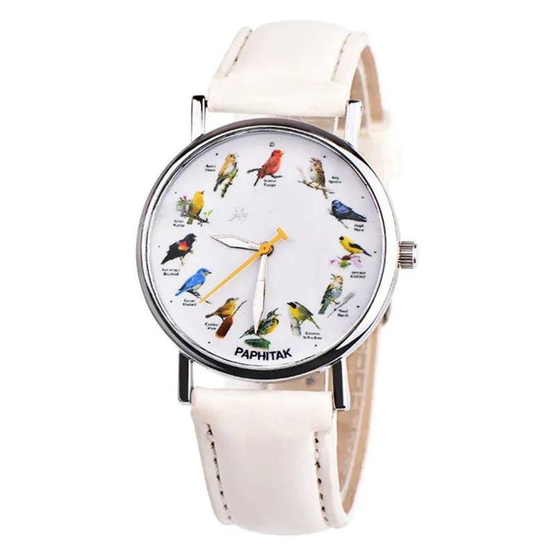 Новая Мода Пара Ретро птица для женщин и мужчин часы кварцевые простые часы кожаный ремешок femme часы для женщин подарок на день рождения# C - Цвет: G