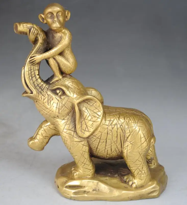 

Old Chinese Feng Shui brass Zodiac Year Monkey Elephant Statue Sculpture