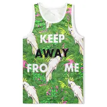 Летняя мода Для мужчин/Для женщин 3d жилет дышащие топы печати зеленые листья держаться подальше от меня быстросохнущая сетка жилет BT645