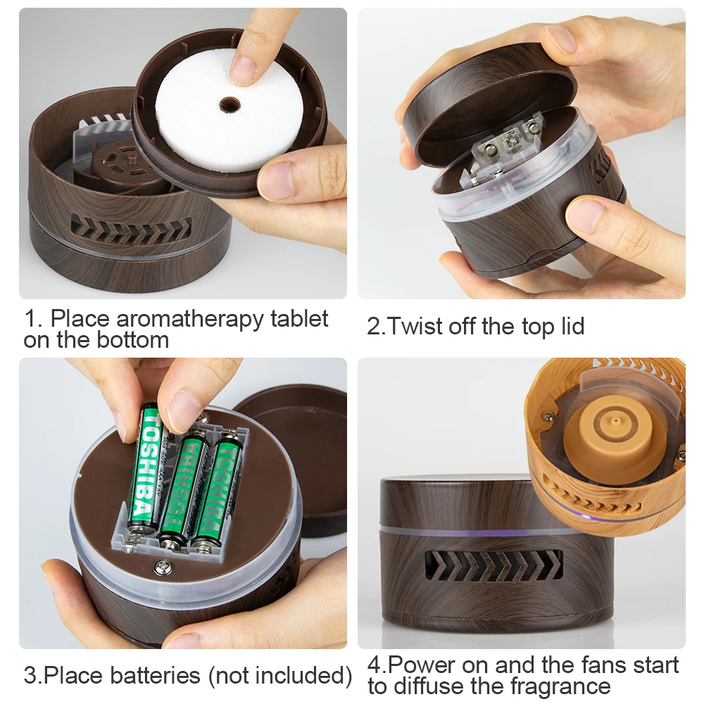 KBAYBO Mini aroma diffuser Aromatherapy Upgraded Air Purifier wood Car Aroma Diffuser Essential Oil