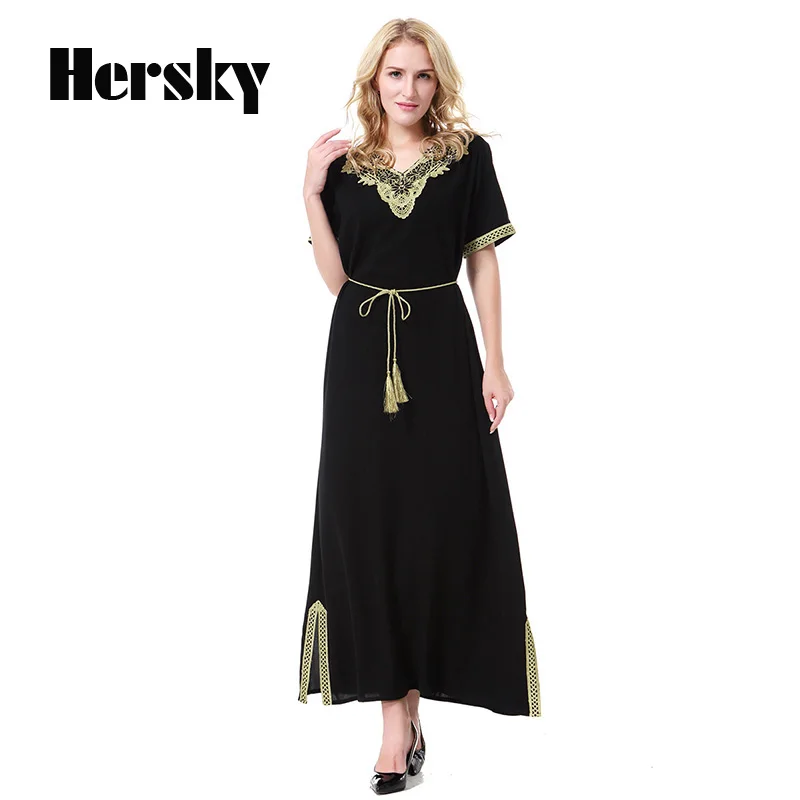 

Malaysia Summer Muslim Dress Abaya Arab Dubai Women Embroidery Islamic Clothing Plus Size Turkish Robe Musulmane Dresses Vestido