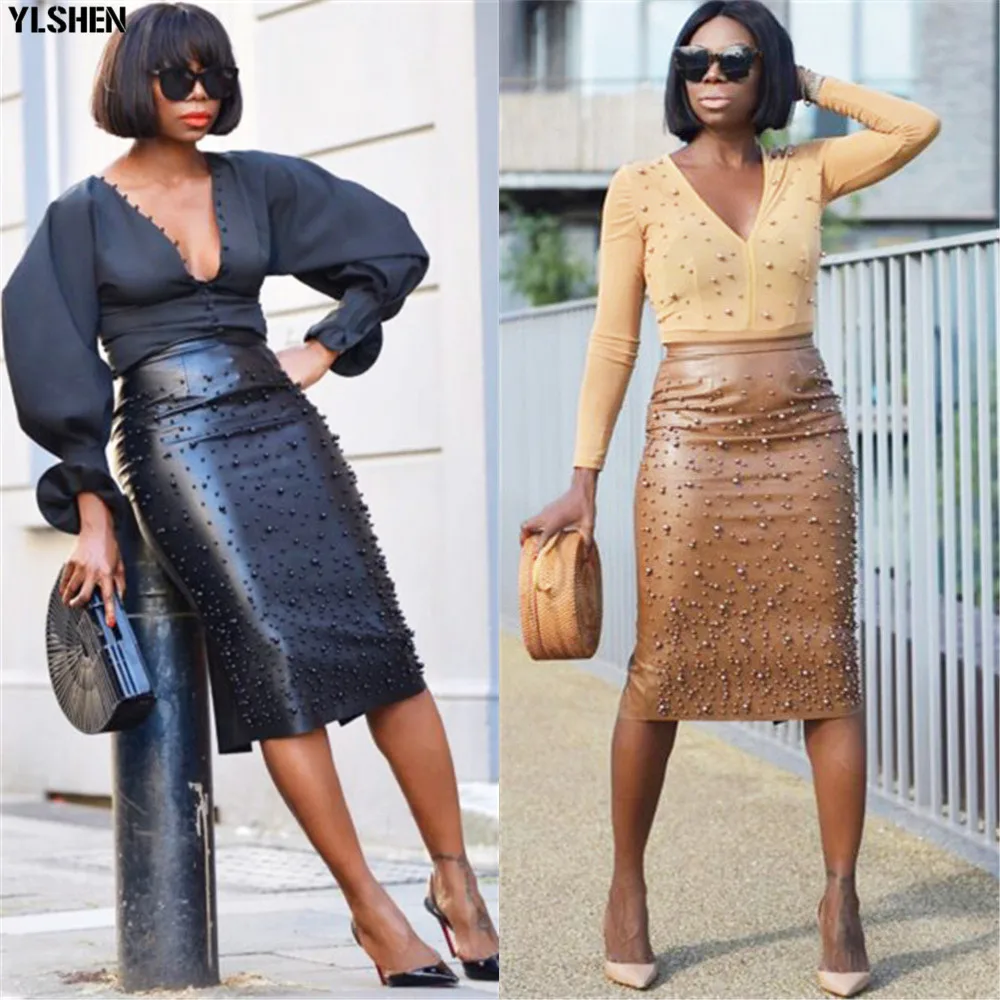 

Sexy Africa Skirt Dashiki African Dresses for Women 2019 New Fashion Big Stretch PU Leather Beads Africa Dress Clothes Plus Size