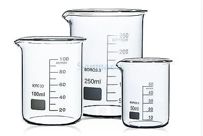 300 мл низкая форма стакан химический лаборатория G3.3 боросиликатное стекло Тяжелая стена