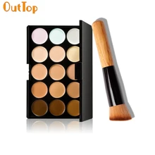 OutTop набор для макияжа ColorBeauty, 15 цветов, Палетка для контуринга с консилером+ 1 шт., косметическая Кисть для макияжа Sep14, Прямая поставка