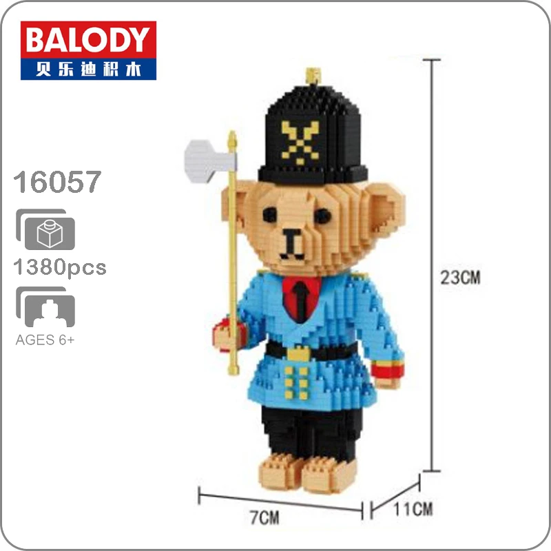 Balody 16057 Мультфильм Королевский синий медведь солдат 3D модель DIY микроконструктор мини здания Nano Конструкторы кирпичи сборки игрушки без