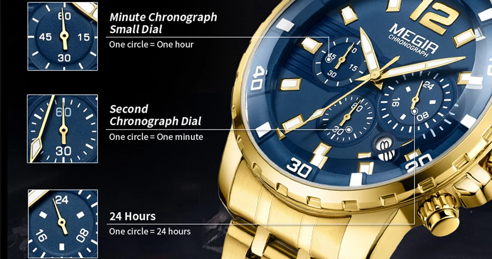 MEGIR Топ бренд Модные Бизнес кварцевые наручные часы для мужчин водонепроницаемый ремешок из нержавеющей стали спортивные часы для мужчин Relogio Masculino