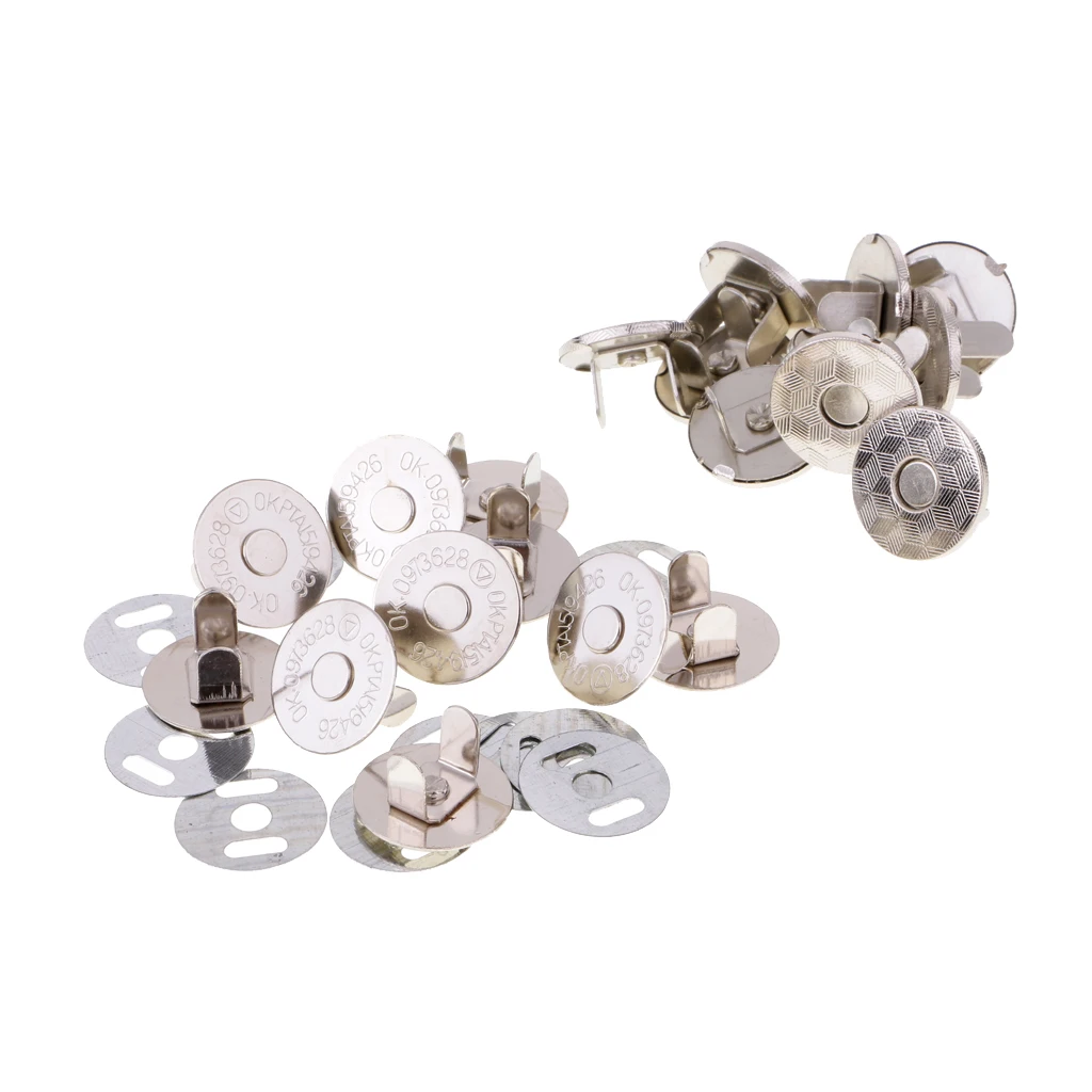 10 Pieces/Sets Magnetic Button Clasp Snaps - Purses Closures, Bags, Clothes - No Tools Required 14/18mm Silver / Bronze
