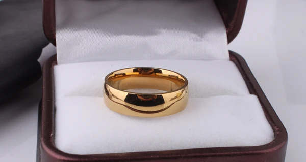 Smooth Signet Ring Light version gold color wedding rings for women Glossy Stainless Steel ring men 5