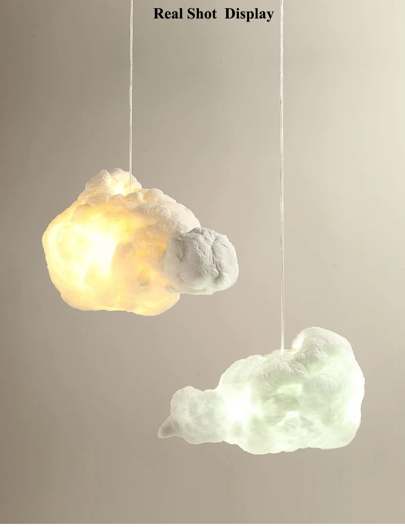 Современный плавающий облако светодиодная люстра освещение белый хлопок Гостиная потолочный светильник со светодиодными лампочками Обеденная подвесные светильники, с зажимным приспособлением