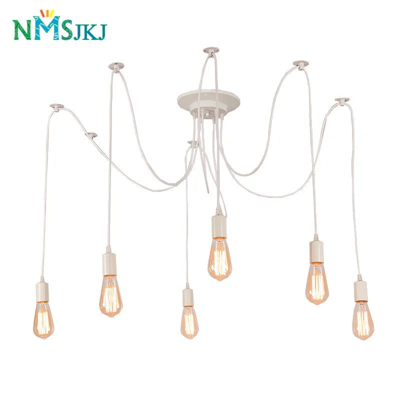 Лампа Эдисона в стиле ретро белая Потолочная люстра паук для гостиной