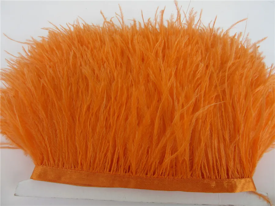 1 м Высокое качество настоящая обрезки страусовых перьев 8-10 см для юбки/платья/костюма Лента отделка из перьев DIY вечерние ремесла - Цвет: Orange