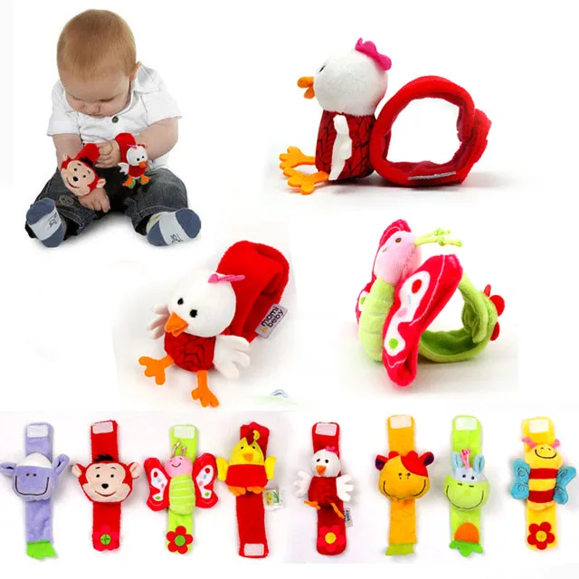 Обучающая игрушка для новорожденных, детские наручные часы, детская игрушка, ремешок на запястье, мягкие детские погремушки-животные, Рождественский подарок I0044
