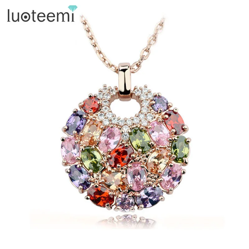 LUOTEEMI Hot Multicolor Crystal Round Necklace & Pendants for Women...