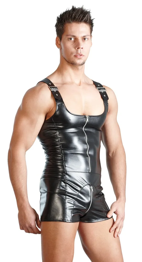 

Black Plus Size Leather Underwear for Mens Latex Clothing Men Thong Bodysuit Leotard Mens Erotic Sexy Lingerie Sleepwear